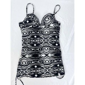 Love Your Assets Sara Blakely Medium Black Tankini Swim Top Swimsuit Underwire